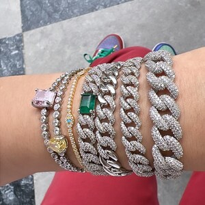 Cz Pave Thick Curb Chain Bracelet Cz Cuban Chain Dainty - Etsy