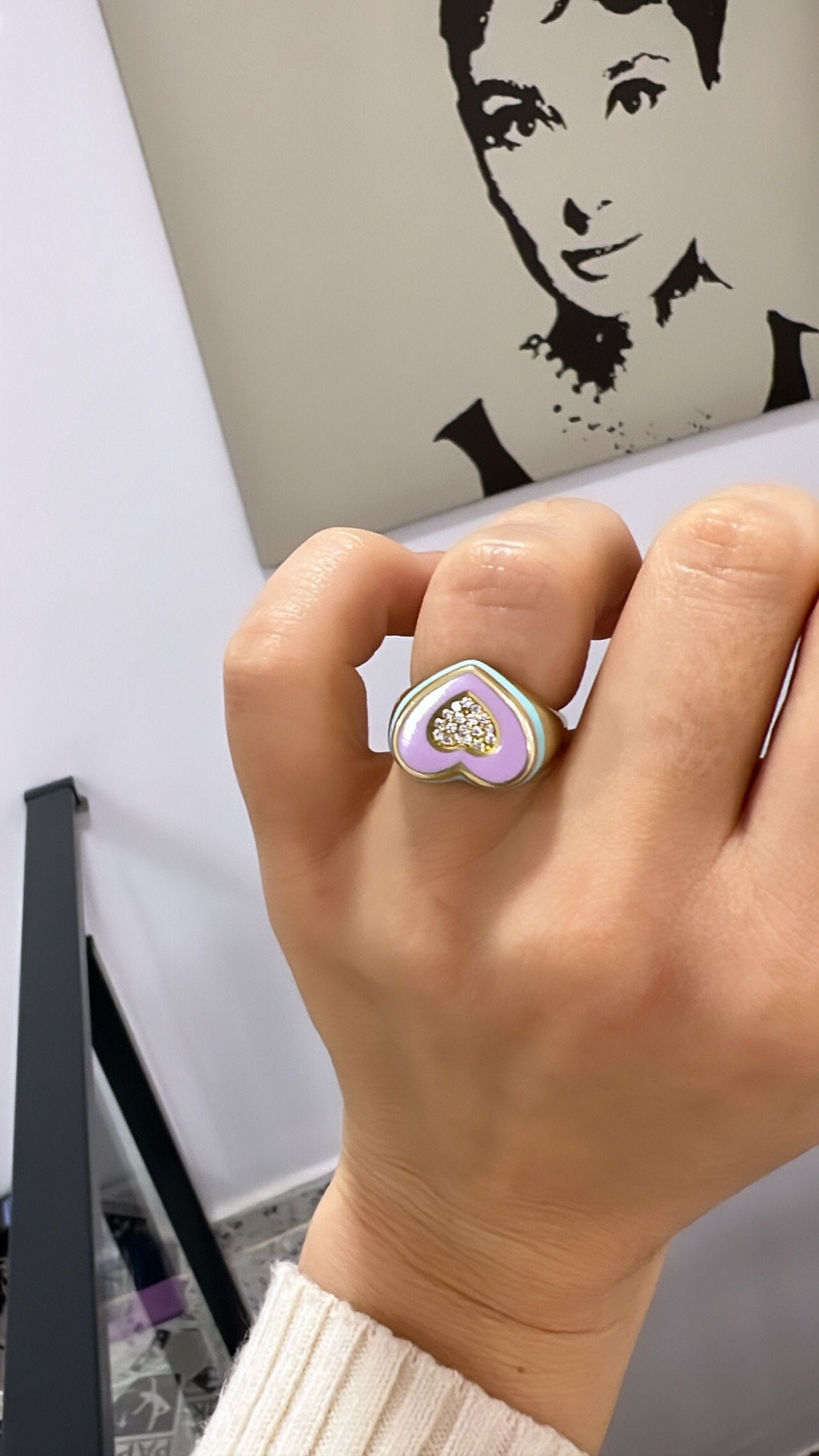 Enamel Heart Stack Rings - Etsy