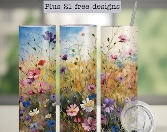 Beker met wilde bloemen, png, boho bloemenomslag (digitale download)