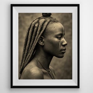 Cultural Youth Portrait Print - African Girl in Sepia | Black Art for Home | Unframed Heritage Wall Decor | Thoughtful Gift