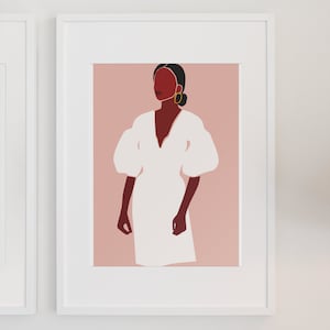 Black woman print, contemporary afro wall art, abstract african portrait, abstract ethnic triptych, african american art, black woman art