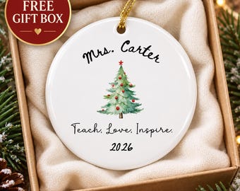 Personalized Teacher Christmas Ornament, Custom Teacher Name Ornament, Teacher Christmas Gift, Teacher Appreciation Keepsake 2026