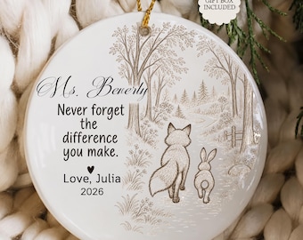 Personalized Thank You Ornament, Difference Maker Christmas Ornament, Teacher or Nurse Appreciation Retirement Keepsake, coworker gift