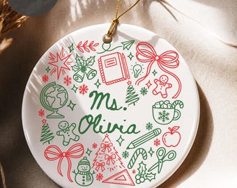 Personalized Teacher Christmas Ornament, Custom Teacher Name Ornament, Teacher Appreciation Gift, Classroom Christmas Keepsake 2026