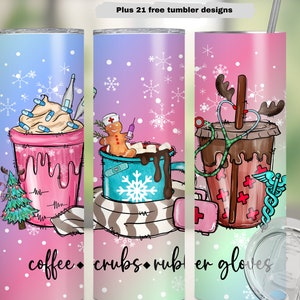 CNA Tumbler Wrap christmas gift nurse Sublimation Seamless Design Skinny Tumbler CNA 20oz Design png digital download cna nurse holiday gift