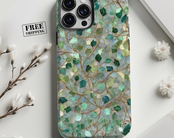 custom wild flower stain glass phone Personalized Initial iPhone 17 16 15 14 13 12 Pro Max,Samsung S25 S24 S23, flower phone case design