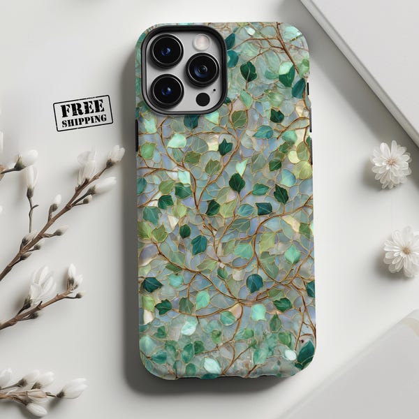 Funda para teléfono personalizada con diseño de flores silvestres en vitral, inicial personalizada para iPhone 17 16 15 14 13 12 Pro Max, Samsung S25 S24 S23, diseño de flor.