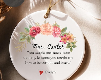 Personalized Teacher Ornament, Teacher Christmas Gift, Custom Teacher Name Ornament, Meaningful Teacher Keepsake, Gift From Student 2026