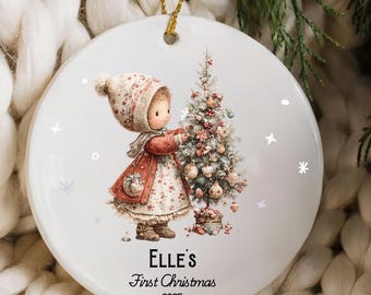 Baby erste Weihnachten Ornament 2025, personalisierte erste Weihnachten Ornament Baby Girl Name, Baby-Dusche-Geschenk, Baby-Familien-Andenken,