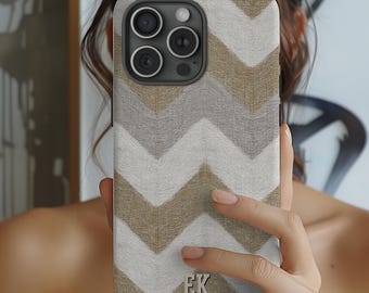 Custom Chevron Phone Case, Personalized Initials Monogram Cover, iPhone Samsung Compatible