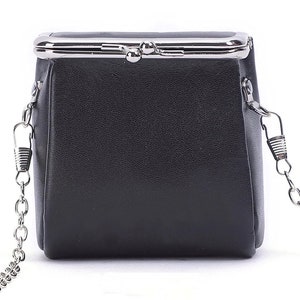 Small Leather Pouch, change purse with clasp and chain, Small Earphone Case, Mother&#39;s Day Gifts, Leather Rosary Pouch, small coin purse