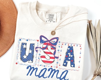 Retro USA Mama Shirt, Preppy Kokette 4. von Juli Tee