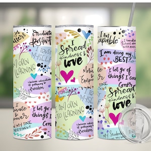 20 oz teacher Tumbler Wrap Sublimation teacher affirmation tumbler png Seamless Designs teacher affirmation Skinny Tumbler 20oz Design png