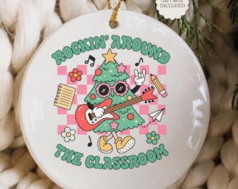 Rockin Around the Classroom Teacher Ornament, Teacher Christmas Gift, Retro Classroom Ornament, Educator Holiday Keepsake 2026