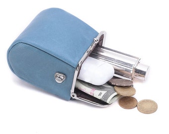 Personalized Leather Coin Purse, Small Earphone Case, Monogram Pouch