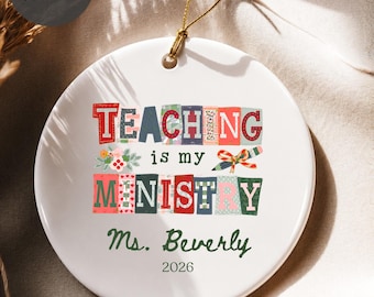 Personalized Christian Teacher Ornament, Faith Based Teacher Christmas Gift, Religious Teacher Keepsake, Custom Teacher Name Ornament 2026