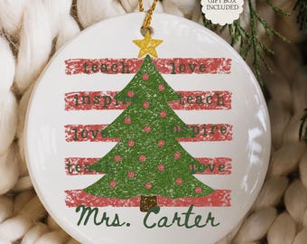 Teach Love Inspire Teacher Ornament, Personalized Teacher Christmas Ornament, Custom Teacher Name Gift, Christmas Tree Keepsake 2026