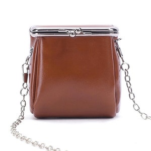 Small Leather Pouch, change purse with clasp and chain, Small Earphone Case, Mother&#39;s Day Gifts, Leather Rosary Pouch, small coin purse