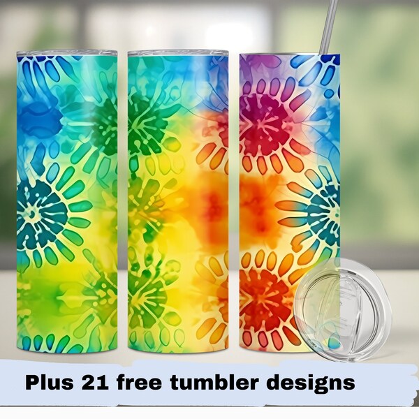 tiedye tumbler wraps 20oz Skinny Tumbler Sublimation Design Template, Rainbow Tumbler, Digital Download PNG Instant Download, Commercial