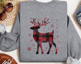 Vintage reindeer Santa Crewneck Sweatshirt,Unisex Nineties Retro Santa Shirt,Christmas Women Men Top Holiday Reindeer Lover Xmas Sweater