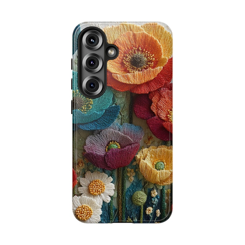 Funda personalizada con flores de hilo sintético para teléfono, funda con iniciales personalizadas para iPhone 17, 16, 15, 14, 13, 12 Pro Max y funda para Samsung S25, S24 y S23. imagen 4
