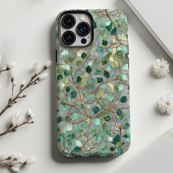stain glass flowers custom phone case Personalized iPhone 17 16 15 14 13 12 Pro Max monogrammed phone with flower floral phone with initials