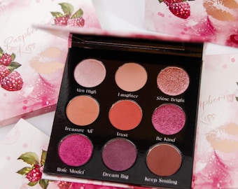 Raspberry Kiss Eye Shadow Palette, Pink, 9 Pan