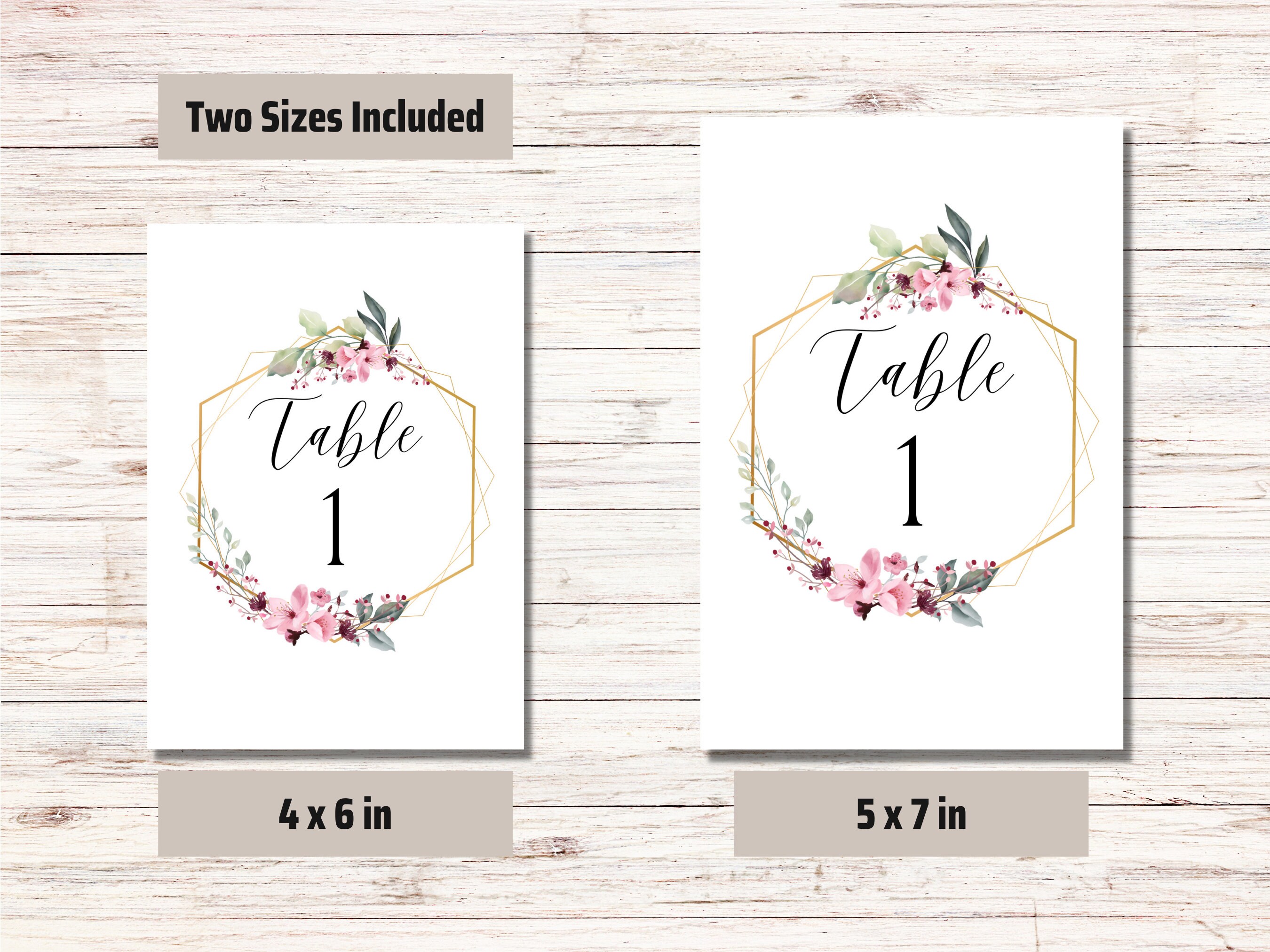 PRINTABLE Floral Wedding Table Numbers 120 Pink Floral Etsy
