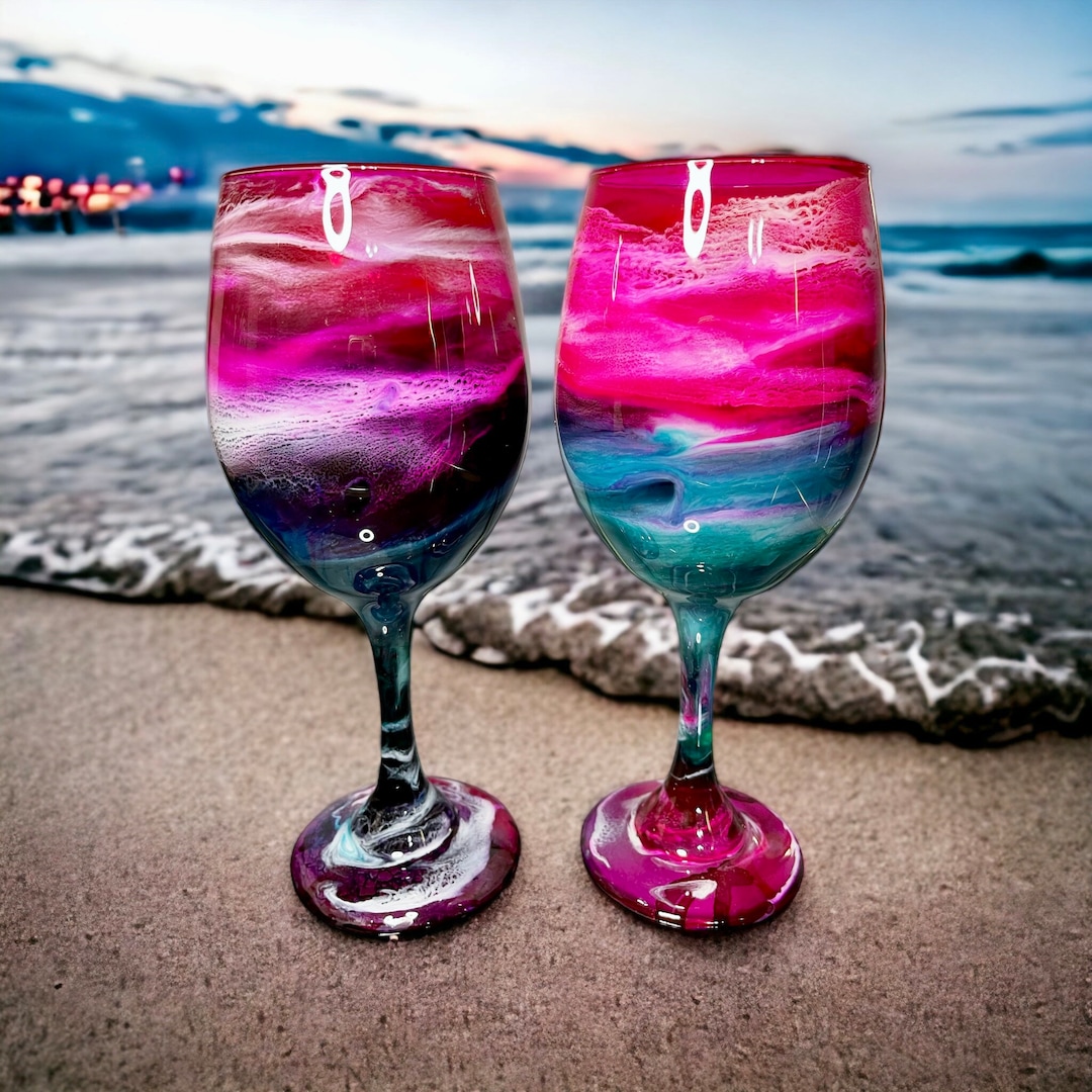 Custom Handmade Resin Wine Glasswatermelon Etsy