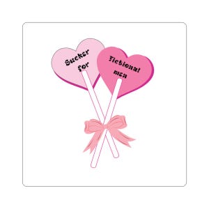 Cute Heart Stickers, Sucker for Fictional Men, Laptop Decor, Gift for Book Lovers, Valentine&#39;s Day Decoration, Fun Wall Art