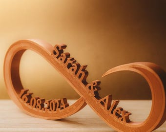 Personalized "Infinity" display stand with initials and date | Wedding & anniversary gift | 3D printed | Various colors
