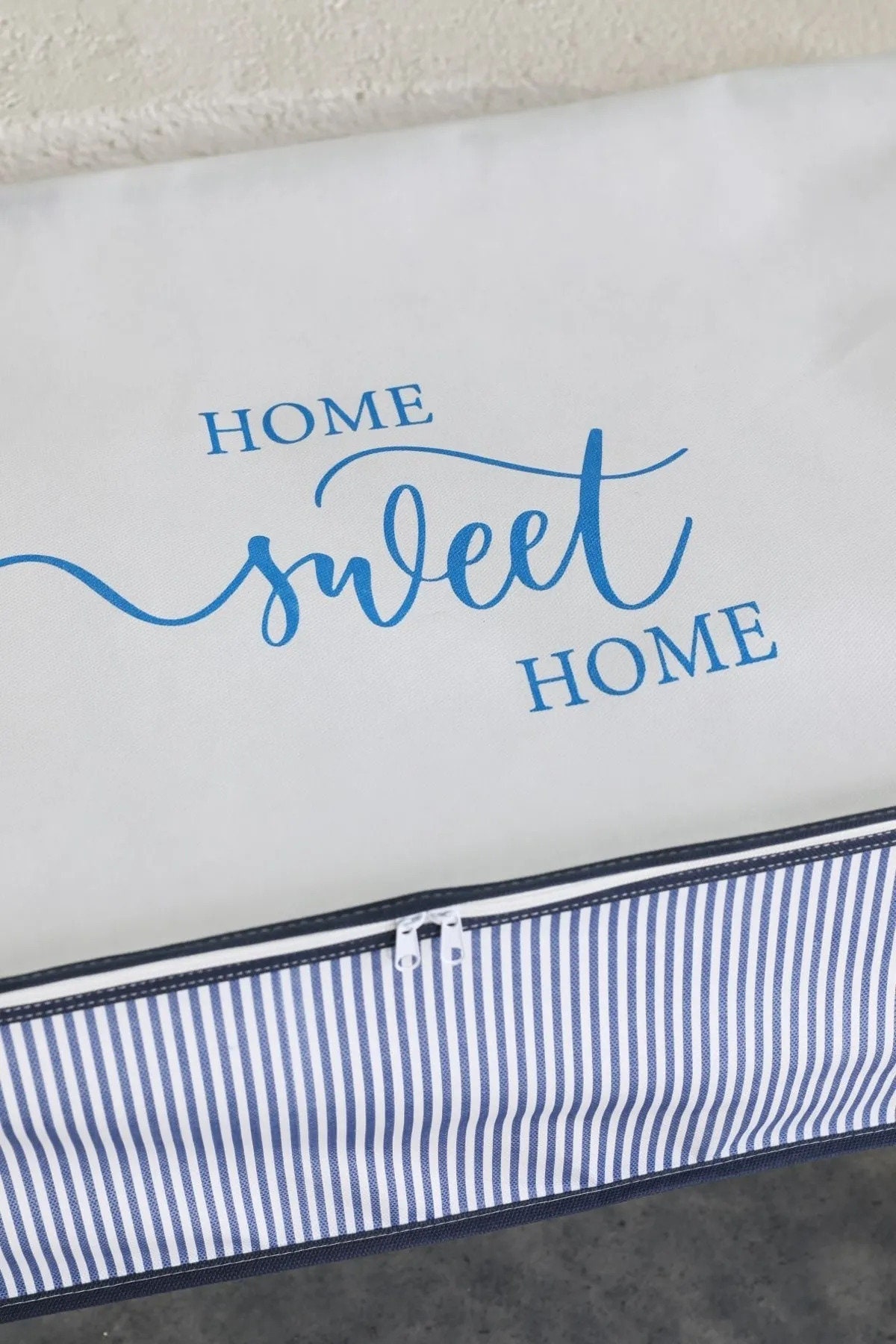 Blue Striped Storage Bags PACK 2, Clothes Organizer With Reinforced