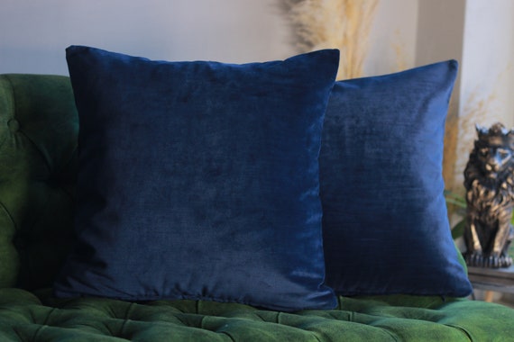 Navy Blue Throw Pillow Cover Set of 2, Velvet Pillow Cover