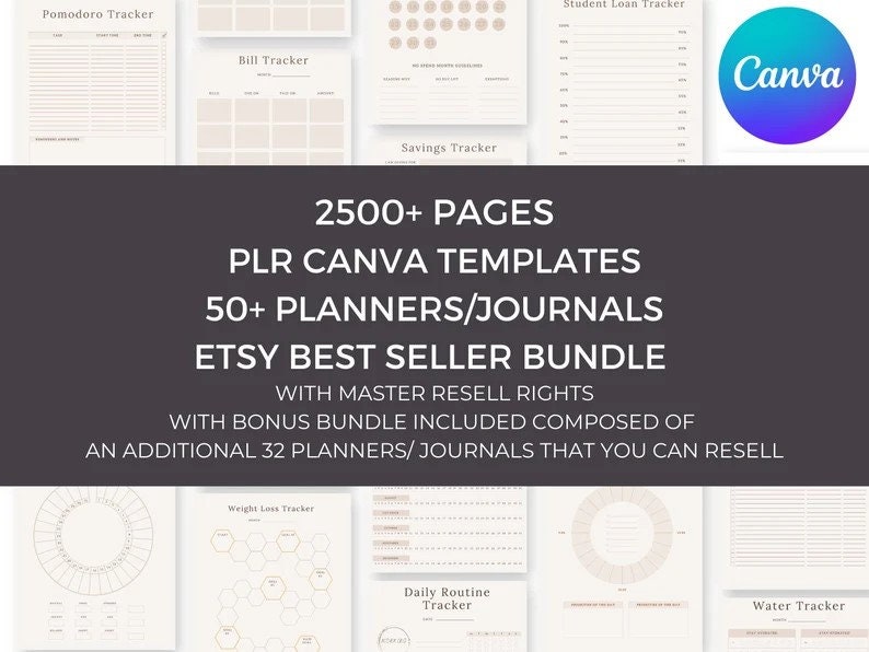 50 Canva Planners PLR Bundle PLR Products, Canva Plr Templates, Plr