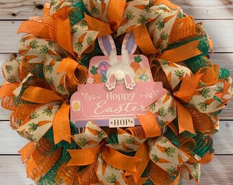 Designer Easter  Bunny wreath, Easter wreath, Bunny wreath, spring wreath, Easter bunny truck wreath, spring/seasonal  wreath