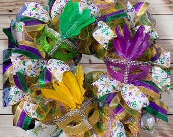 Mardi Gras mask wreath, Carnival wreath,  stylish Mardi Gras wreath,  Mardi Gras wreath, Mardi Gras front door wreath