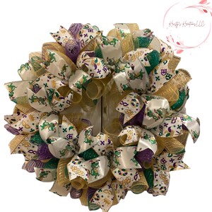 Mardi Gras wreath, Mardi Gras, Carnival wreath, New Orleans style wreath, Fat Tuesday wreath afbeelding 2