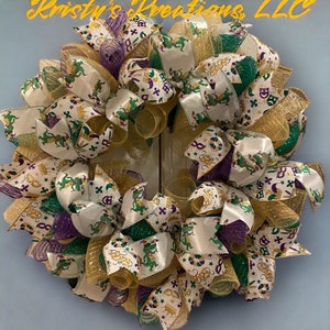 Mardi Gras wreath, Mardi Gras, Carnival wreath, New Orleans style wreath, Fat Tuesday wreath afbeelding 5