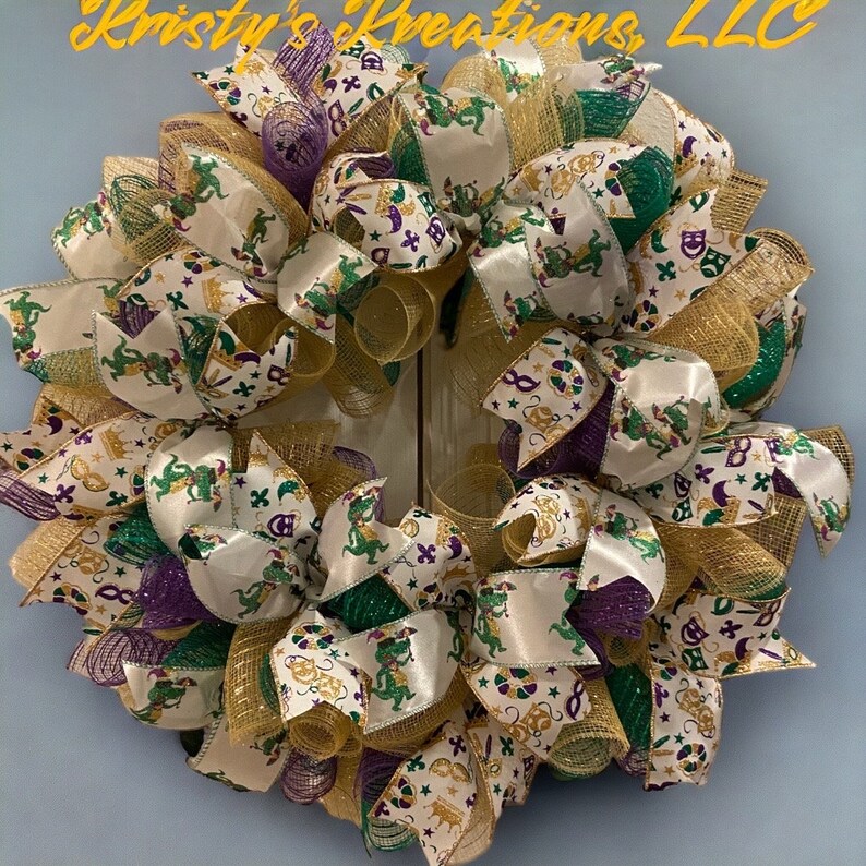 Mardi Gras wreath, Mardi Gras, Carnival wreath, New Orleans style wreath, Fat Tuesday wreath image 5