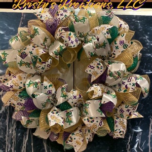 Mardi Gras wreath, Mardi Gras, Carnival wreath, New Orleans style wreath, Fat Tuesday wreath afbeelding 4