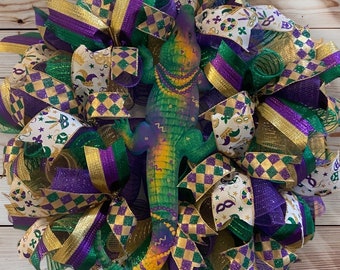 Carnival Mardi Gras wreath, custom Mardi Gras wreath, mask Mardi Gras wreath, Mardi Gras wreath, Mardi Gras door decor, deco mesh wreath