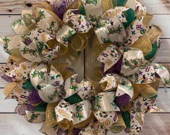 Mardi Gras wreath, Mardi Gras, Carnival wreath, New Orleans style wreath, Fat Tuesday wreath