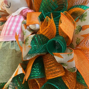 Easter Bunny wreath, Easter wreath, Bunny wreath, spring wreath, orange and green Easter wreath , seasonal wreath image 6