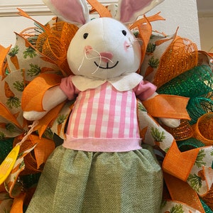 Easter Bunny wreath, Easter wreath, Bunny wreath, spring wreath, orange and green Easter wreath , seasonal wreath image 4