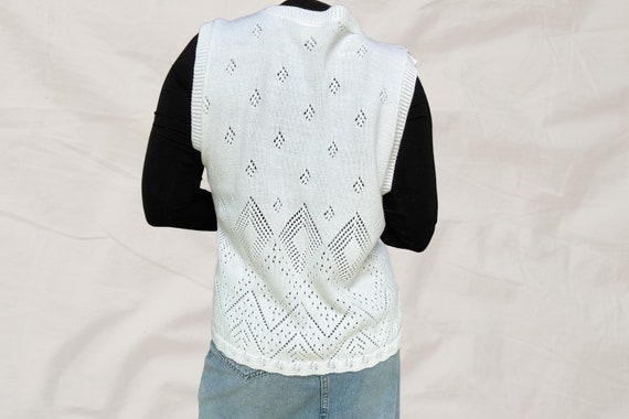 1980s/1990s Vintage White Blair Knit Sweater Vest… - image 3