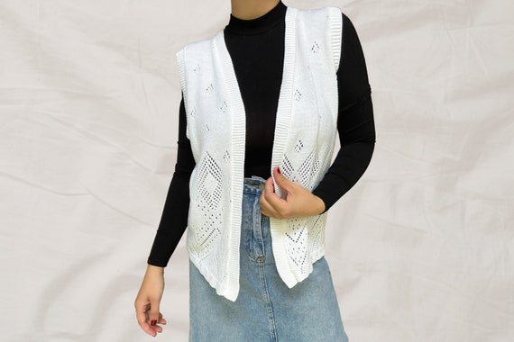 1980s/1990s Vintage White Blair Knit Sweater Vest… - image 2