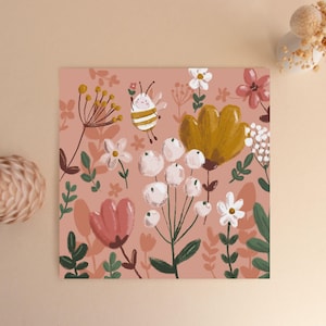 Carte recyclée - Au milieu des fleurs