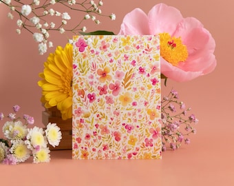 A6 watercolor card - Happy flowers