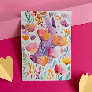 Carte aquarelle A6 - Pop Bunny