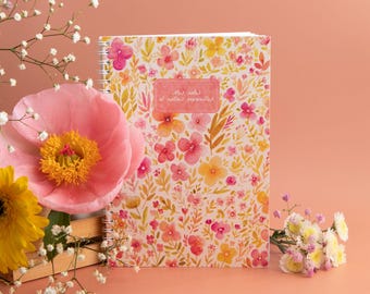 A5 Watercolor Cover Notebook - Happy Flowers